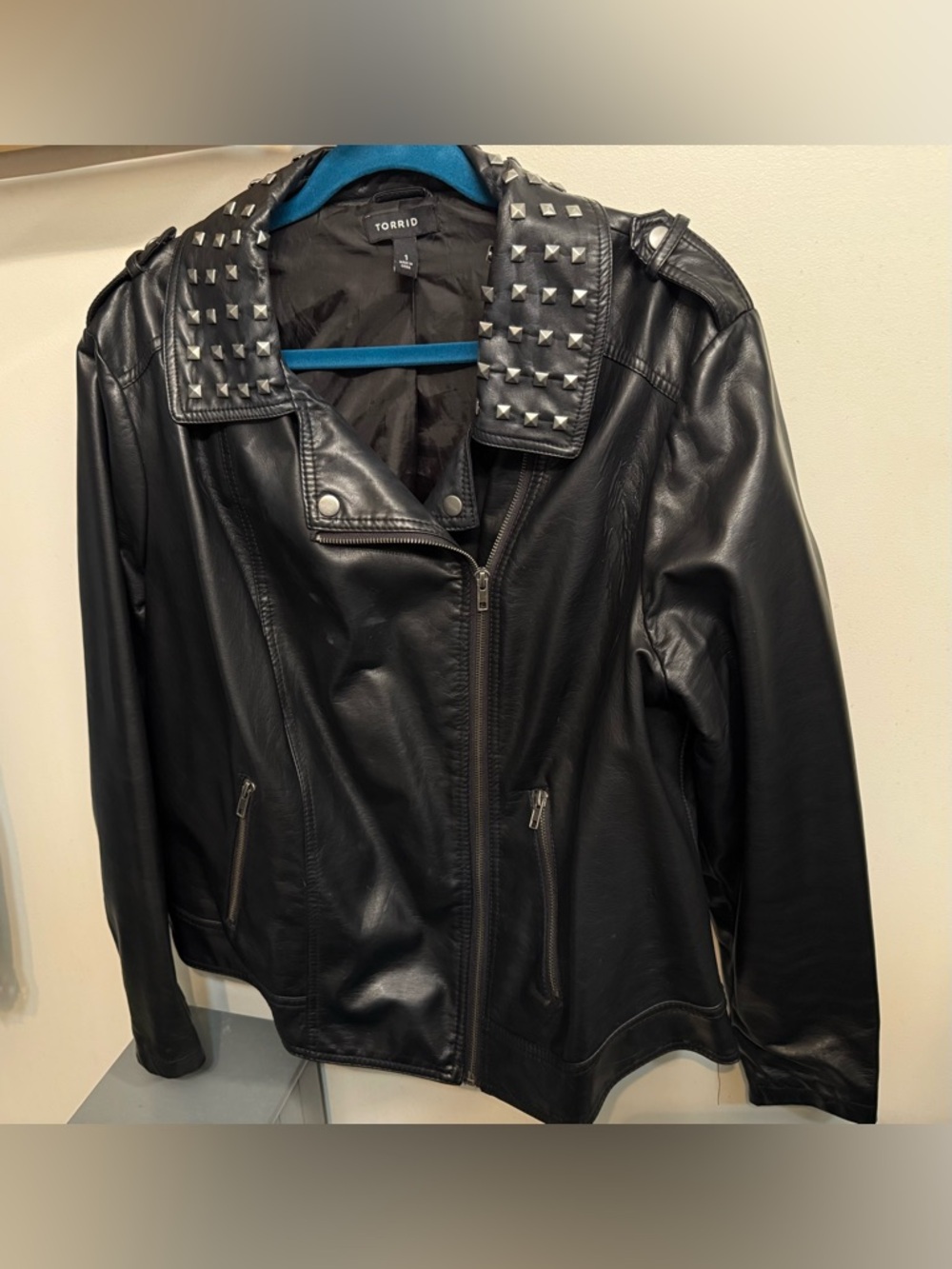 Torrid faux black leather studded jacket size 1 1X
